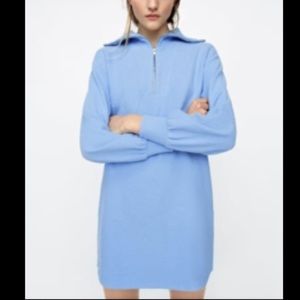 NWT Zara Soft Dress with Zipper in Sky Blue